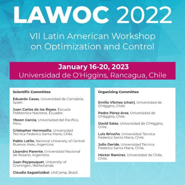 [Actividades] VII Congreso Latinoamericano de Optimización y Control – LAWOC 2022