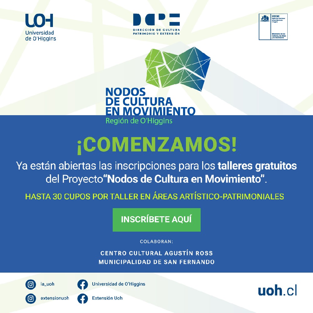 Universidad de O’Higgins llama a inscribirse en talleres de formación gratuita