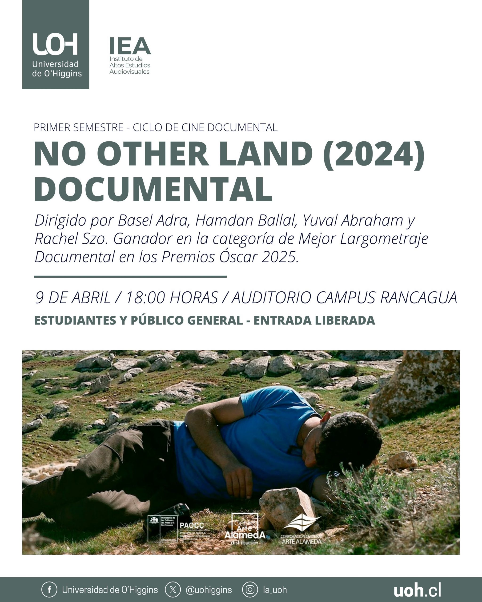 Ciclo de Cine UOH exhibirá galardonado documental “No other land”