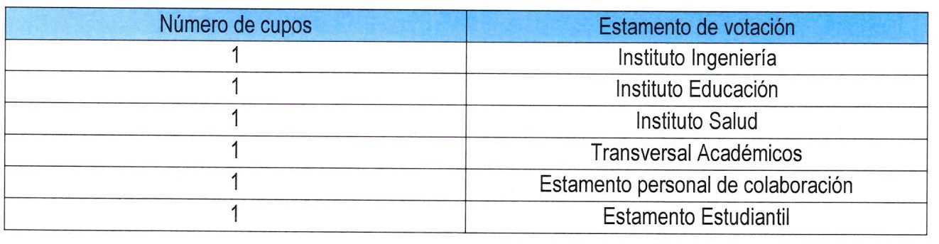 Cupos elección Consejo Académico