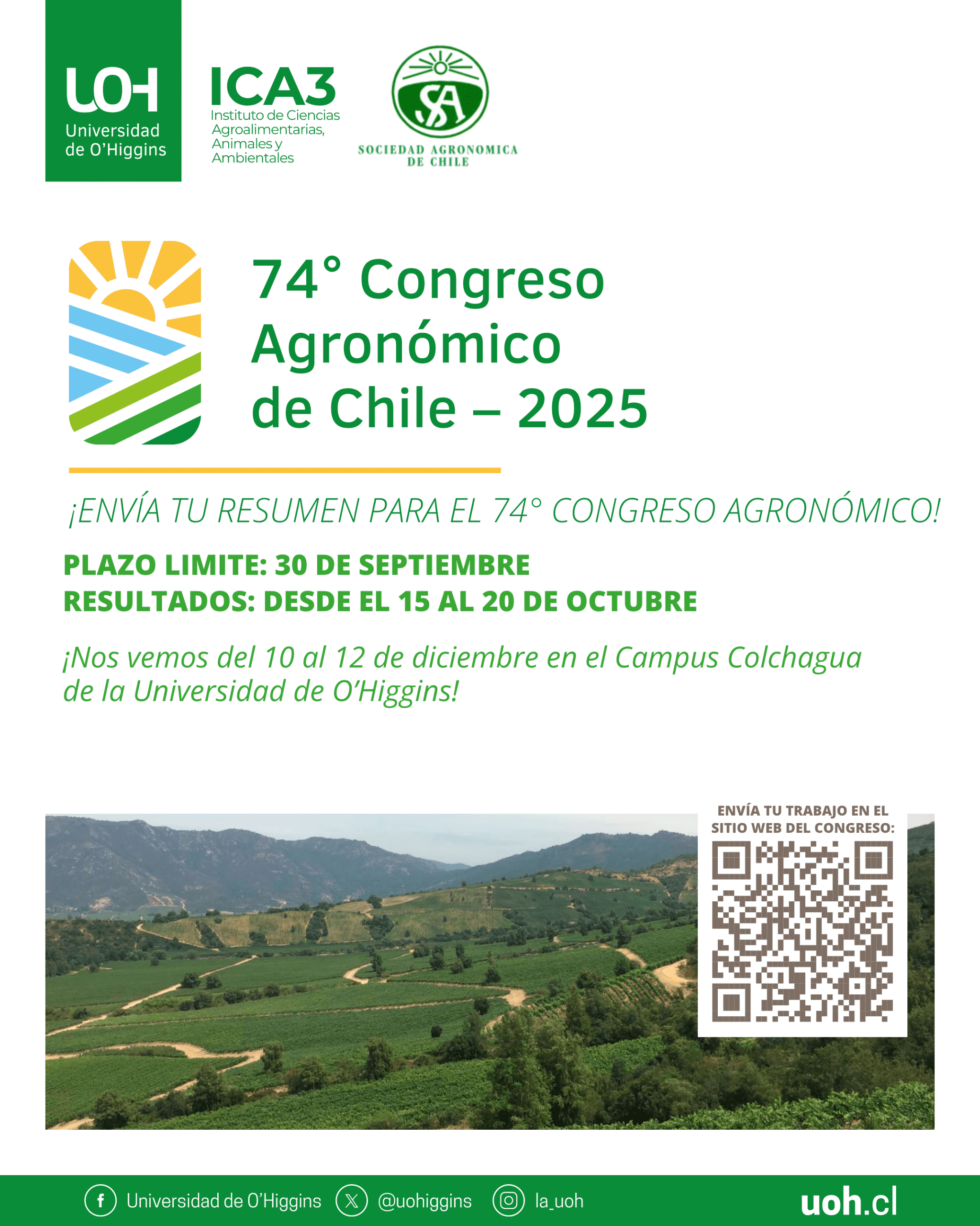 74° Congreso Agronómico de Chile abre convocatoria para recepción de trabajos