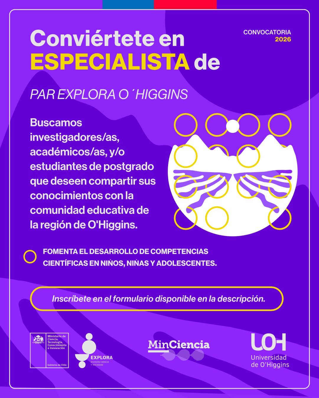 Explora O’Higgins abre convocatoria 2026 para sumar especialistas a proyectos escolares