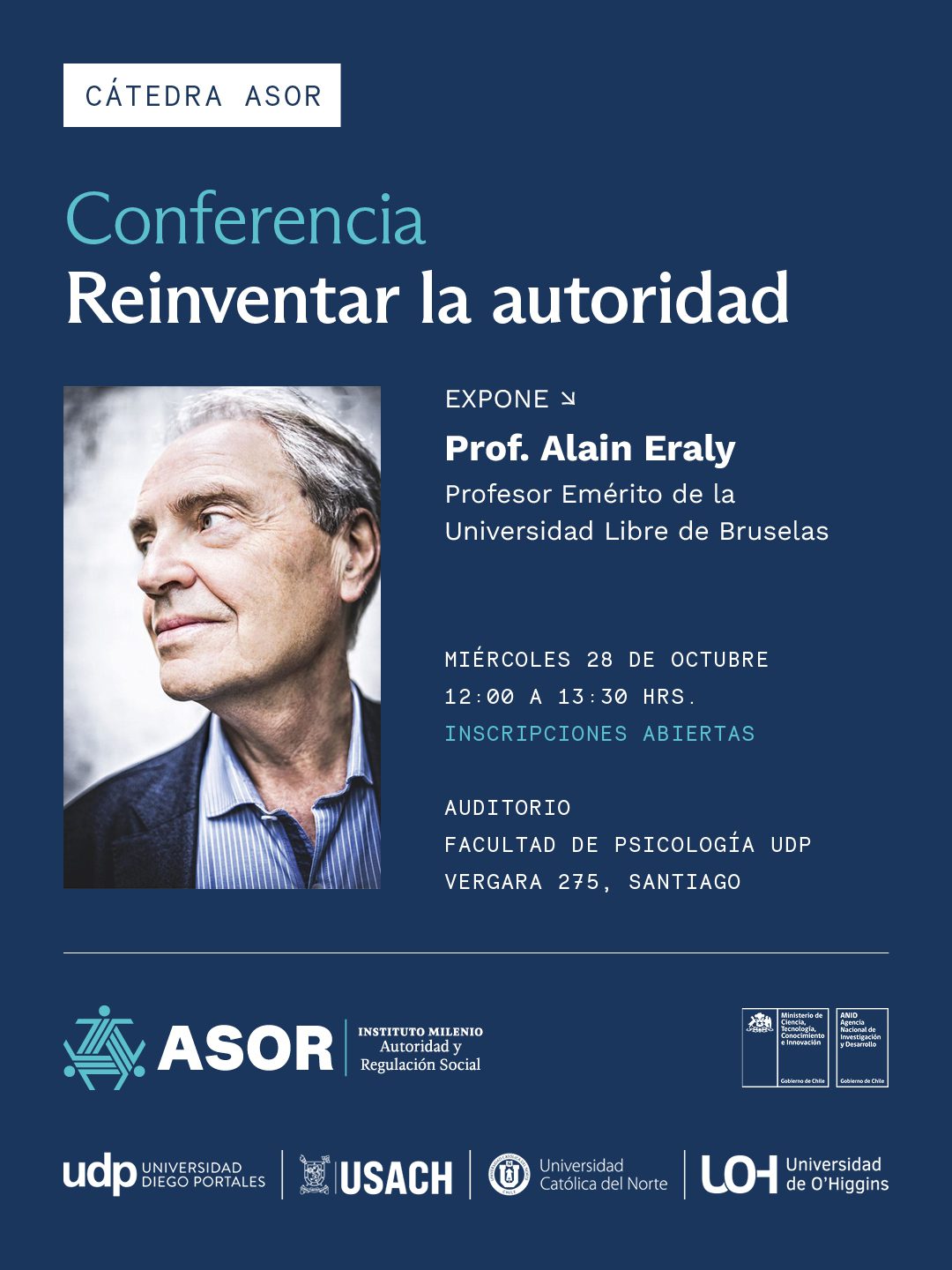 Destacado sociólogo belga Alain Eraly visita Chile invitado por el Instituto Milenio ASOR